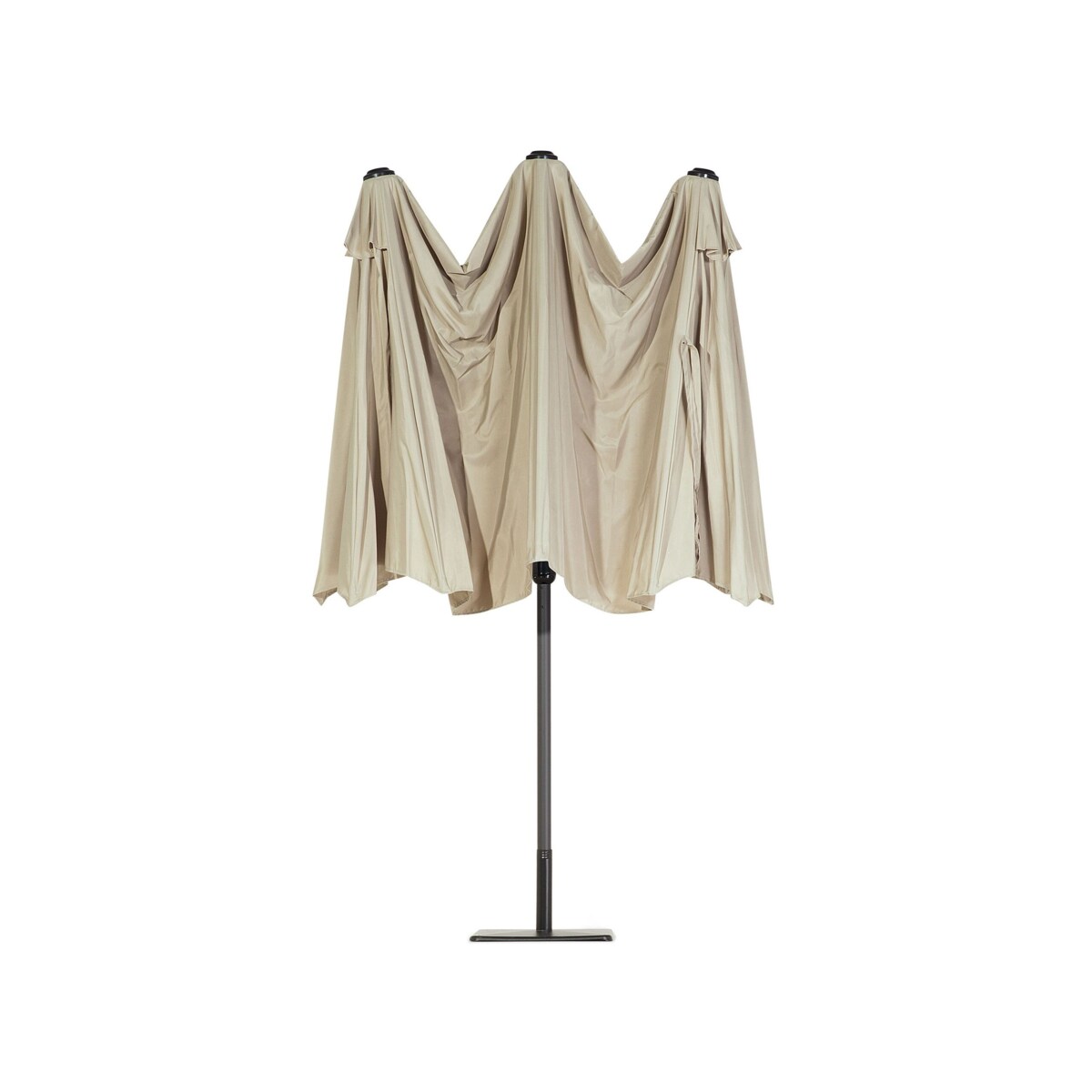 Duży parasol ogrodowy 270 x 460 cm beżowoszary SIBILLA