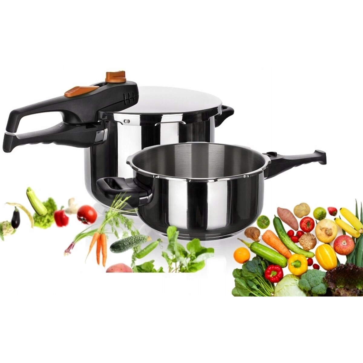 KOMPLET SZYBKOWARY duży + mały pokrywa pokrętło 4 i 6L GARNEK szybkie danie