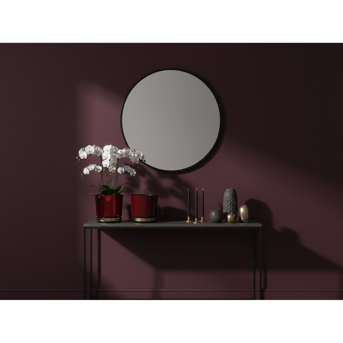 14 Doniczka z podstawką wzór BORDOWY nowoczesna z połyskiem elegancka pół mat