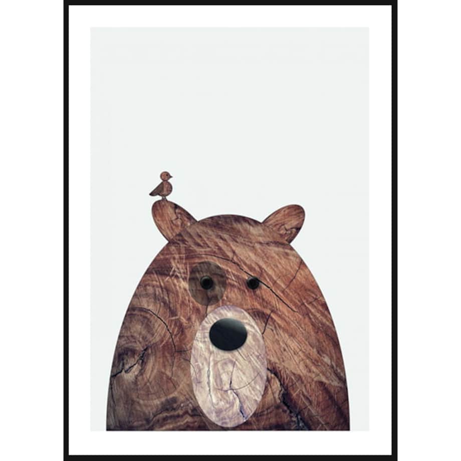 Poster Story, Plakat, Obraz - Drewniany Niedźwiadek, wymiary 42 x 60 cm