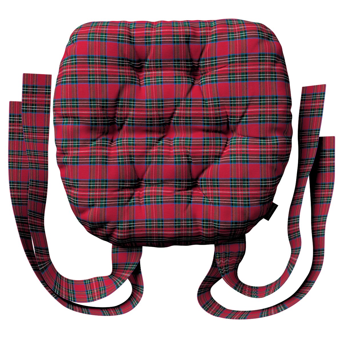 Poduszka na krzesło Marcin, czerwona kratka, 40 x 37 x 8 cm, Christmas
