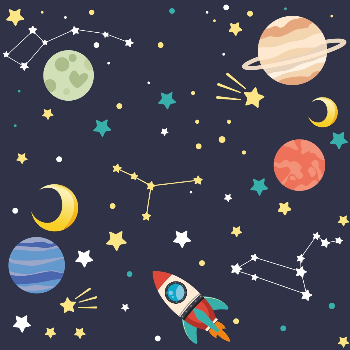 Tapeta dla dzieci planety gwiazdy kosmos