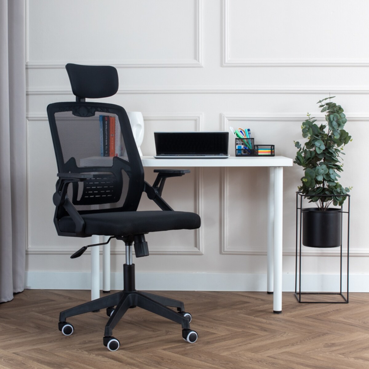 Krzesło biurowe fotel obrotowy regulowany ergonomiczny czarny