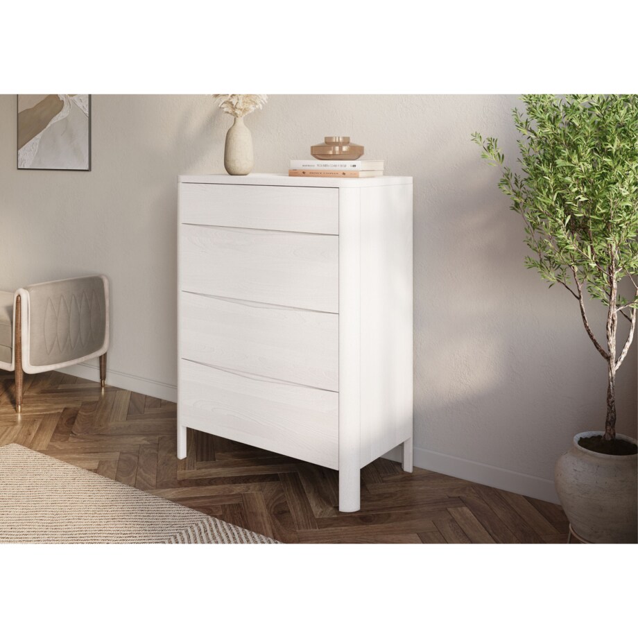 Drewniana komoda bukowa Visby MODENA LOW 150 / kolor biały