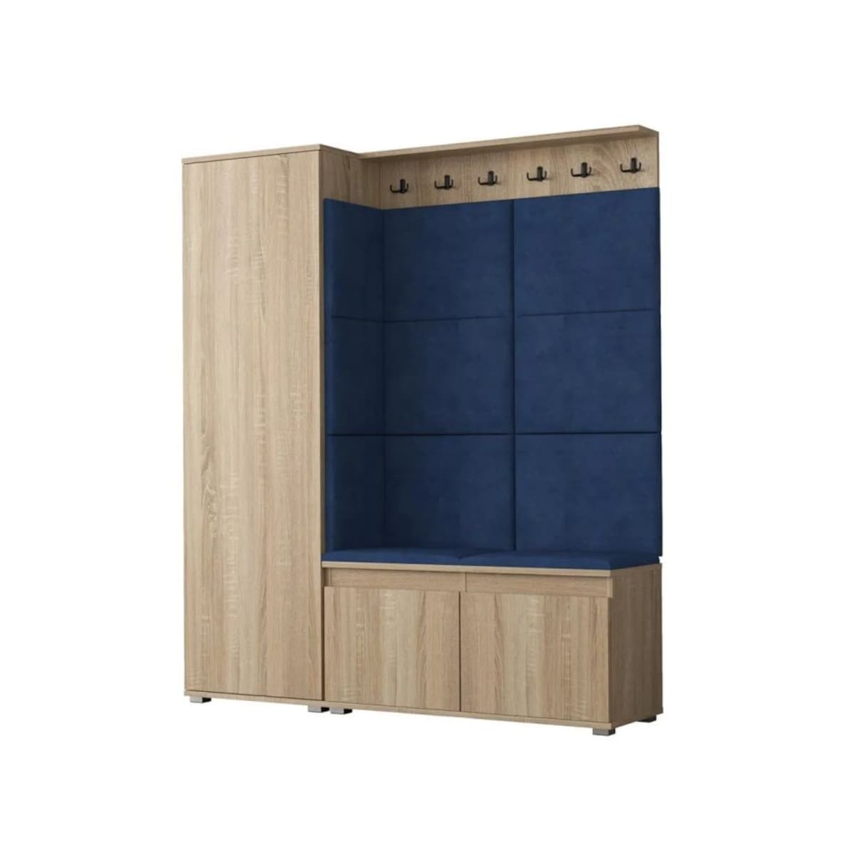 Garderoba z siedziskiem do przedpokoju SINGAPUR 154 dąb sonoma/granatowa