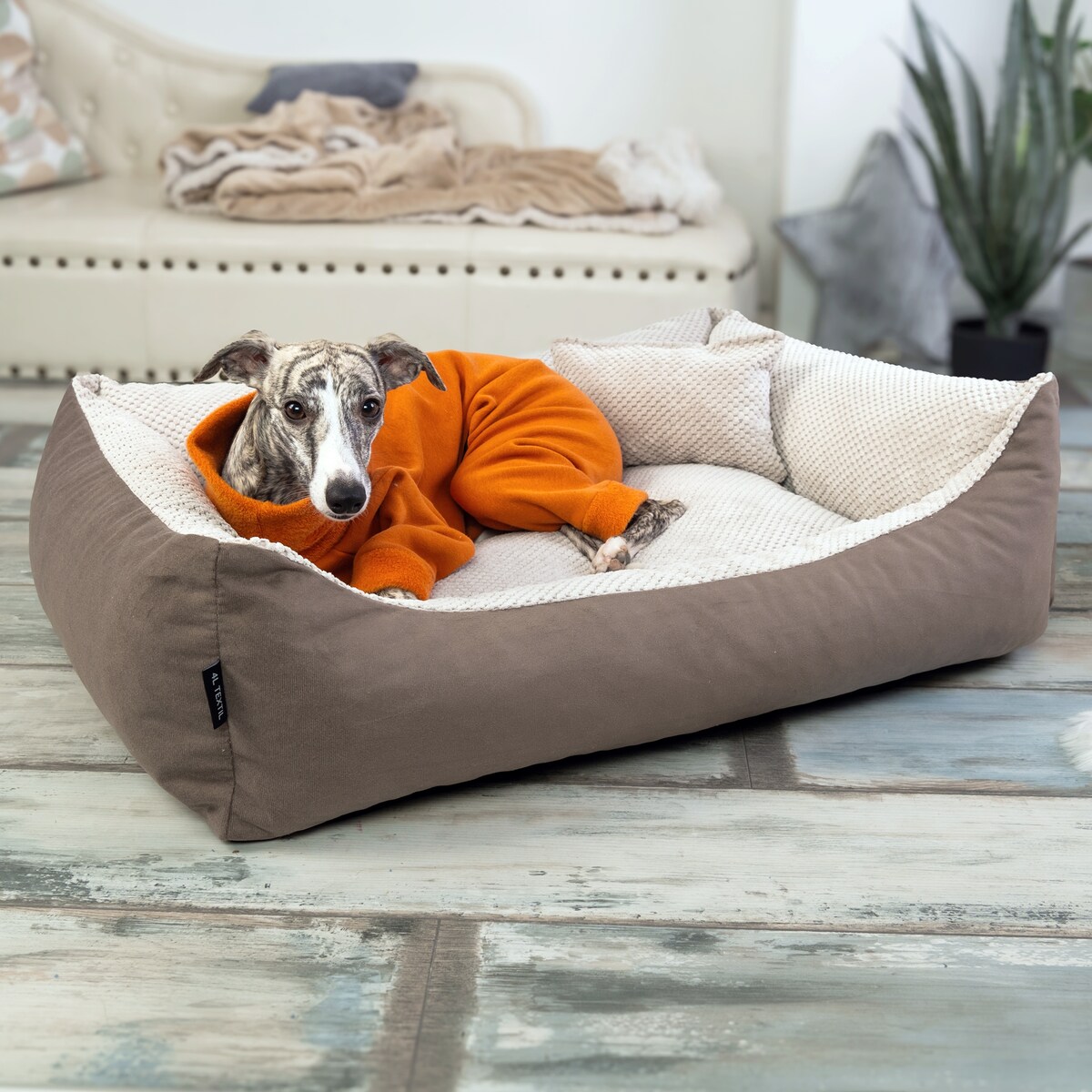 Przytulne legowisko dla psa TEO, 60x40 cm, Brąz/Beż
