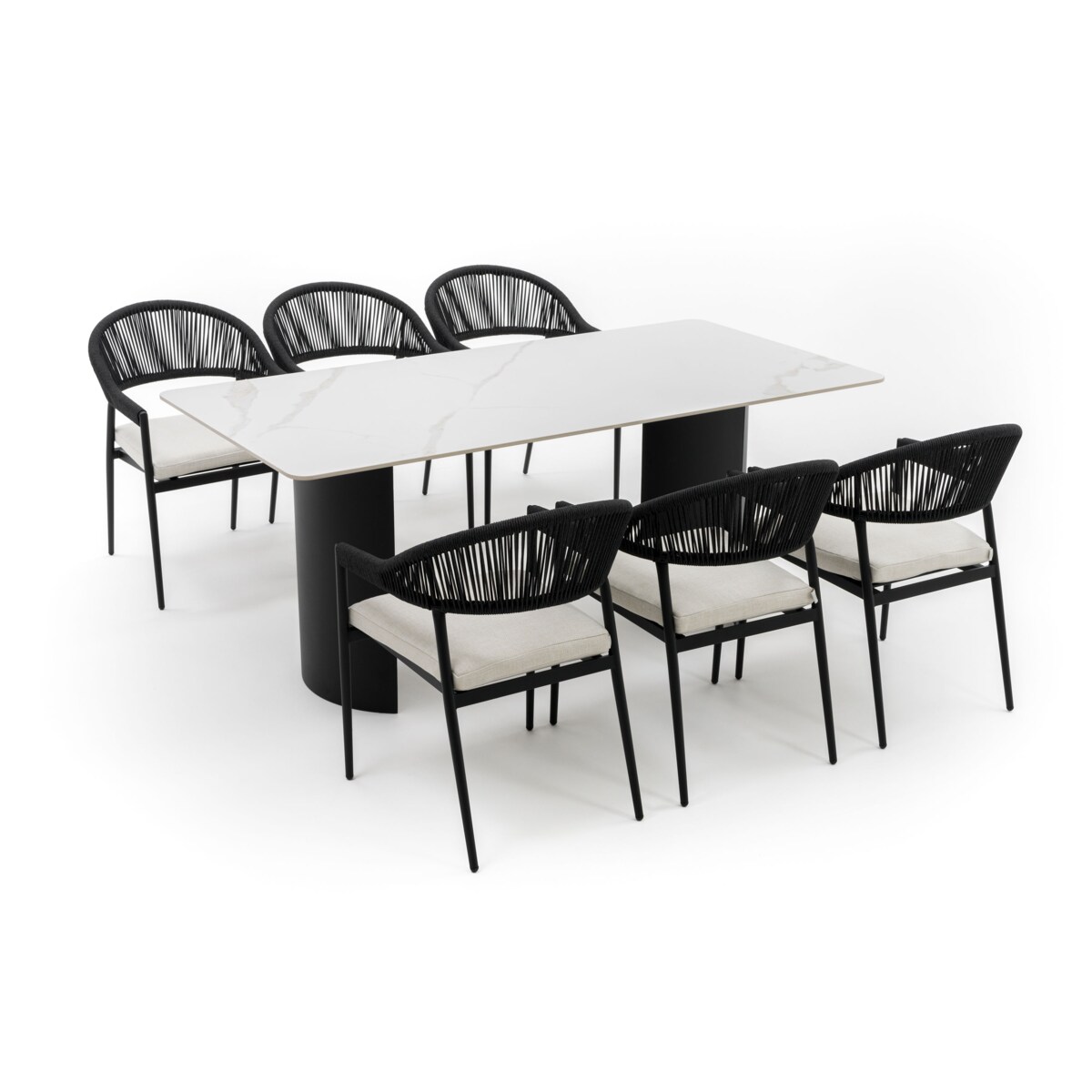 Zestaw mebli ogrodowych aluminiowe nowoczesne BELIZE LUX biało beżowe