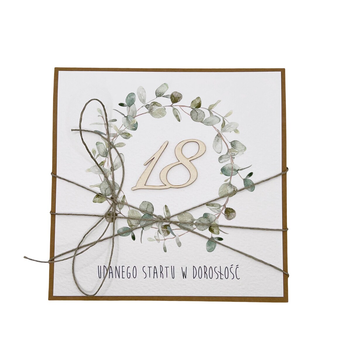 Wyjątkowa ręcznie robiona kartka na 18-ste urodziny, osiemnastka, życzenia urodzinowe dla chrześniaka