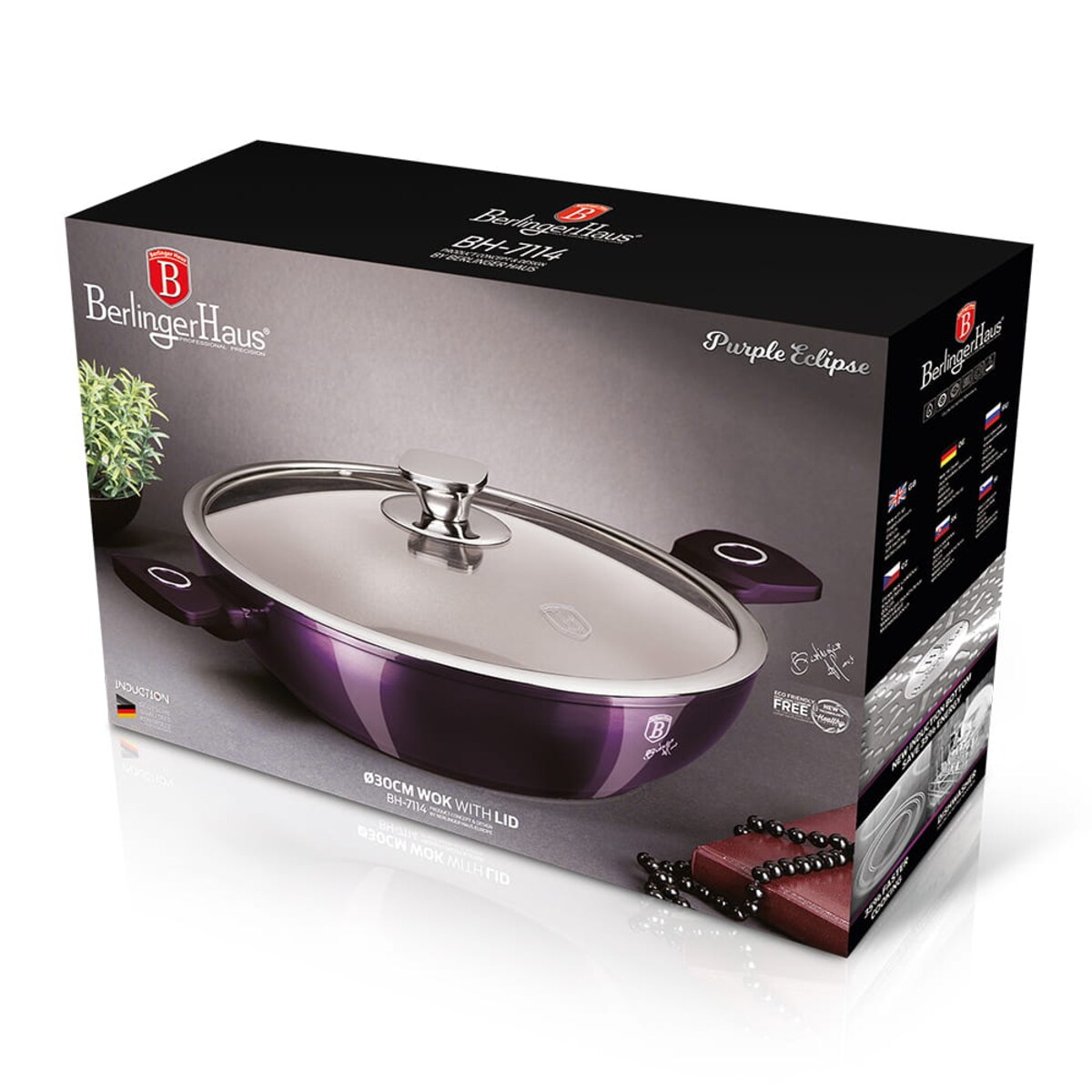Wok z powłoką tytanową 30cm 4L BERLINGER HAUS Purple Eclipse