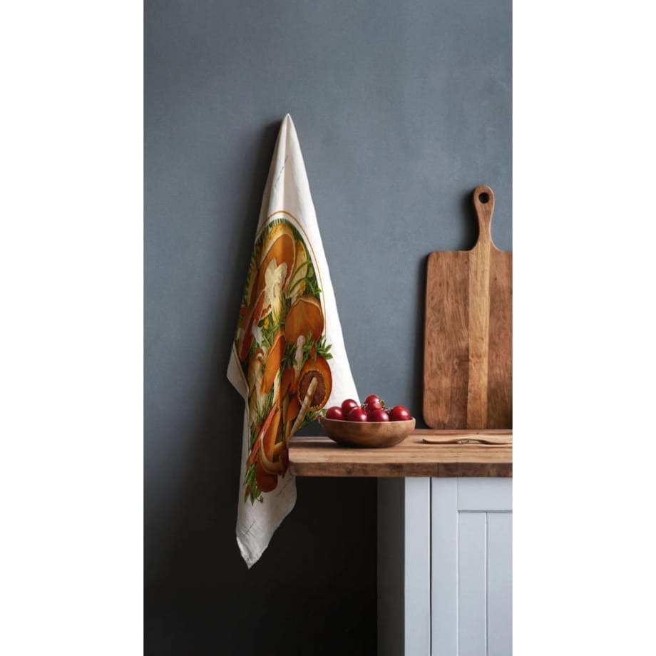 Lniany ręcznik kuchenny - Jesienne grzyby