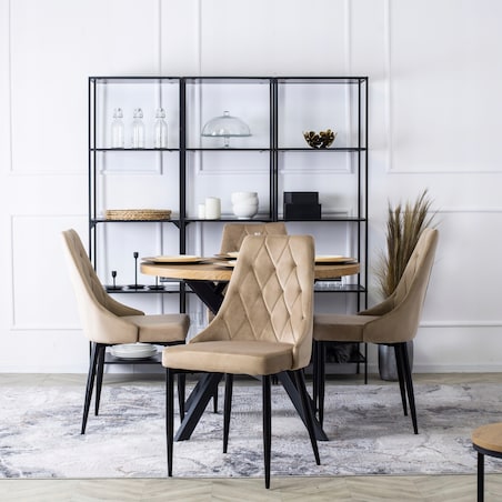 Krzesło Tapicerowane Welurowe Do Salonu Jadalni Loft Velvet Beżowe CORK