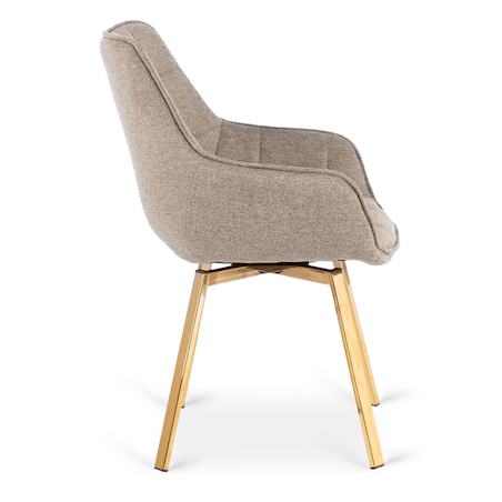 Krzesło Tapicerowane Obrotowe 360 Do Jadalni Kuchni Salonu Beżowe MIA 2