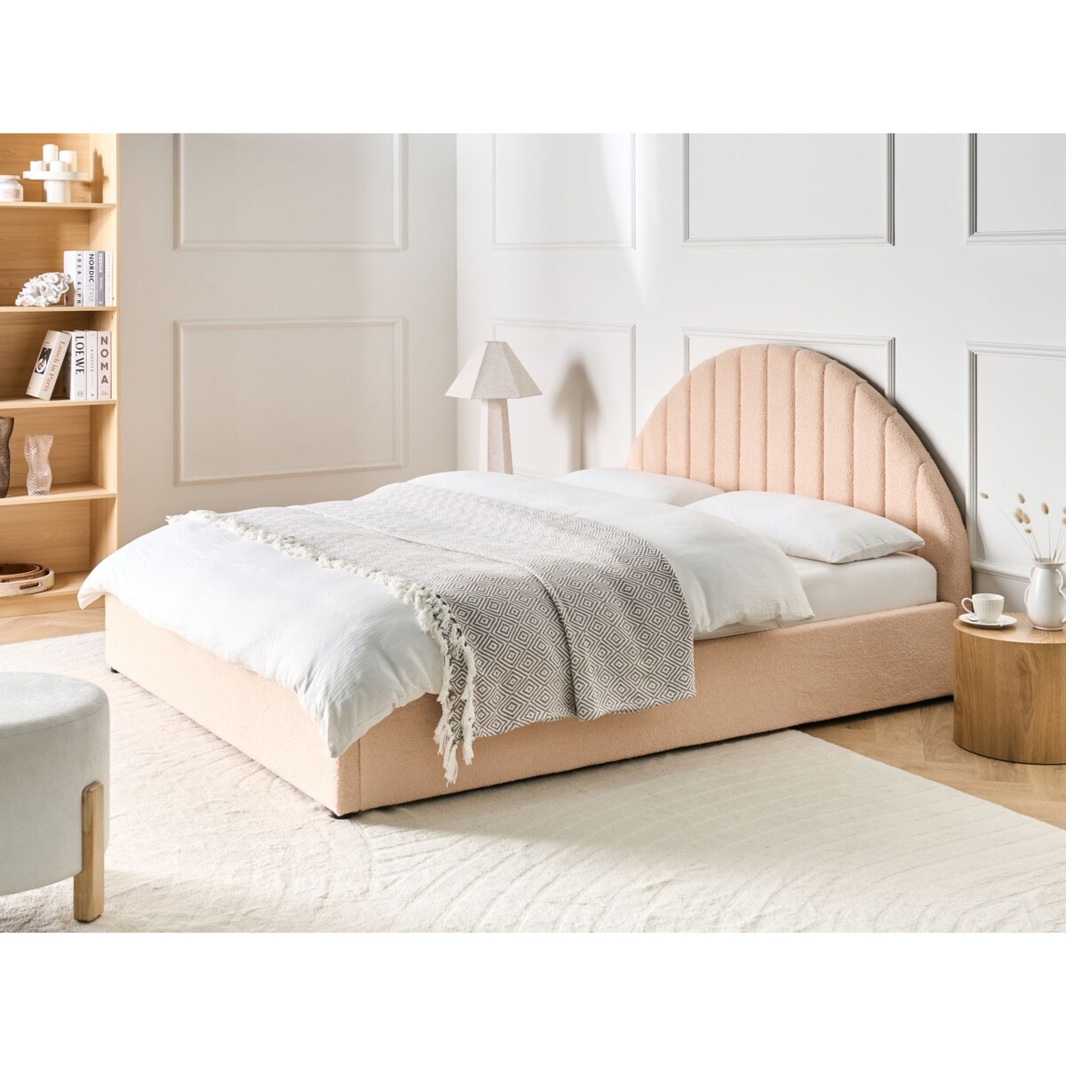 Łóżko z pojemnikiem Boucle CHADENET 160 x 200 cm Brzoskwiniowy