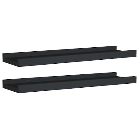 vidaXL Półki ścienne na zdjęcia, 2 szt., czarne, 40x9x3 cm, MDF