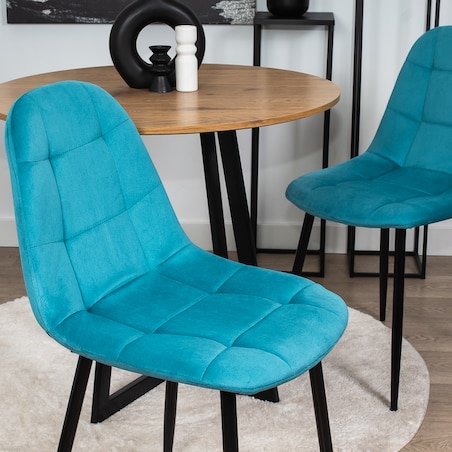 Krzesło tapicerowane welurowe do salonu pikowane nowoczesne turkusowe