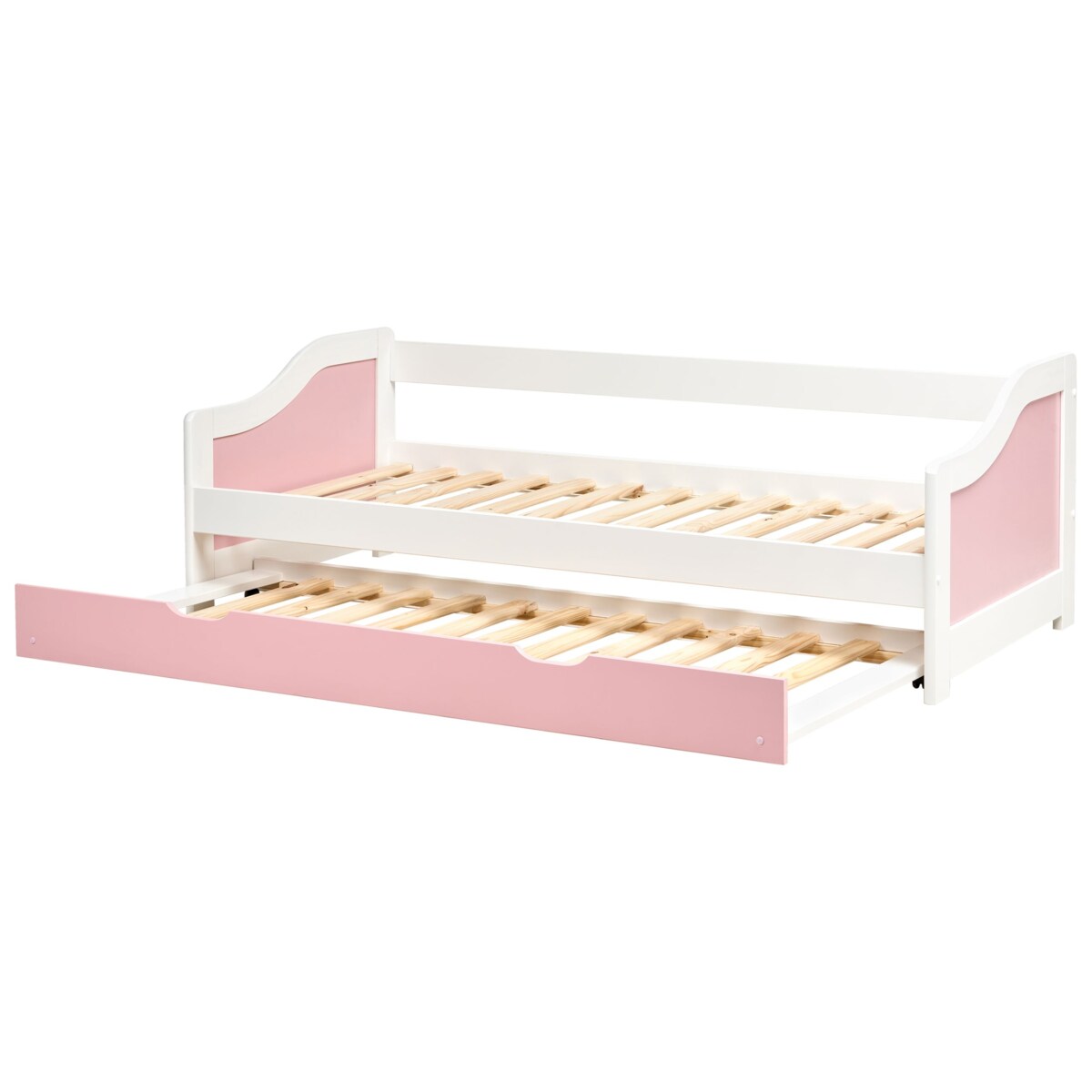 Łóżko wysuwane Drewno sosnowe LUNERAY 90 x 200 cm Różowy