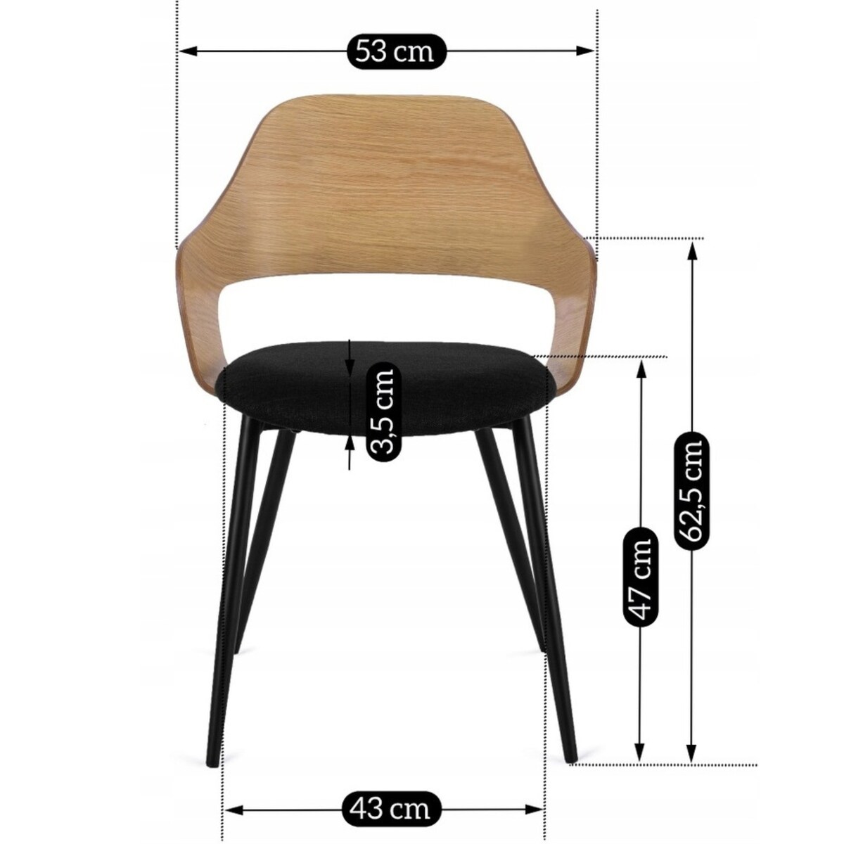 Krzesło Tapicerowane Drewniane Loft Gięte Drewno Do Salonu Jadalni Dąb ORBI