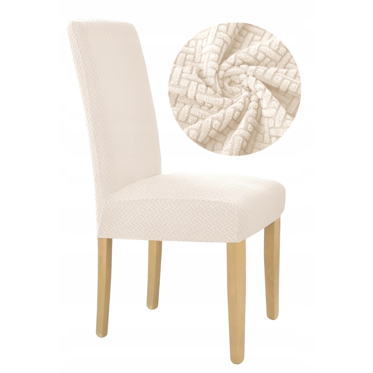 POKROWIEC NA KRZESŁO ECRU ŻAKARD ELASTYCZNY [10-Z1-EC]