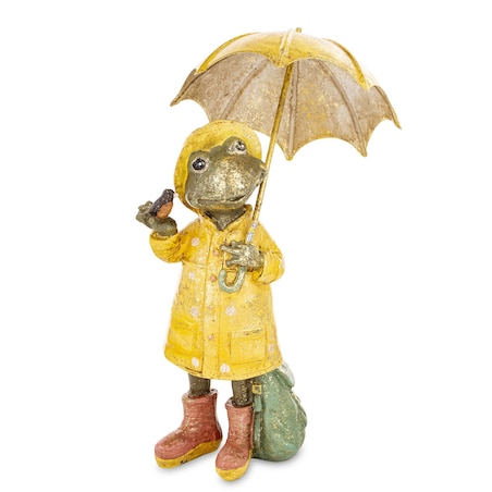 Dekoracja - żabka pod parasolem 19x9,5x9,5 cm ANITA żółta
