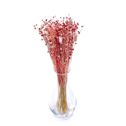 Zestaw suszonych kwiatów do wazonu Red roz. S - len, phalaris, lagurus