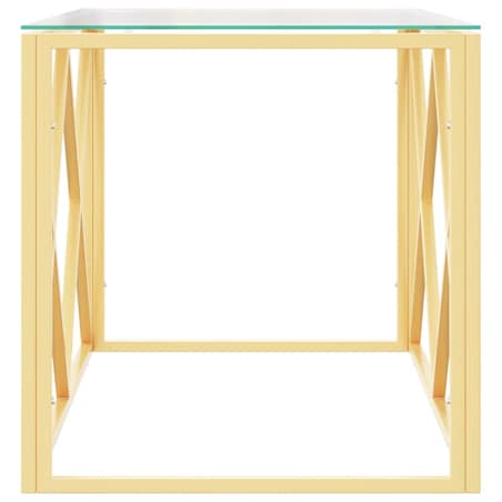 vidaXL Stolik kawowy, 110x45x45 cm, stal nierdzewna i szkło