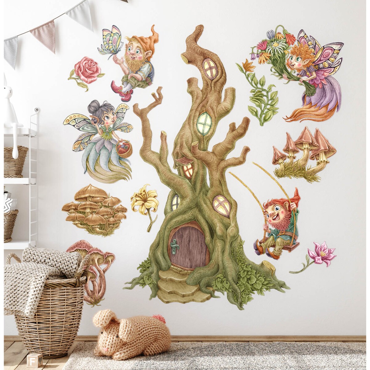 Zestaw naklejek na ścianę, Wróżkowy las, 100cm
