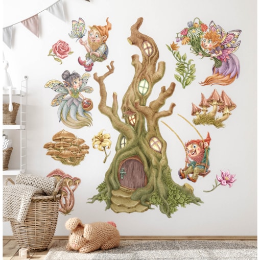 Zestaw naklejek na ścianę, Wróżkowy las, 100cm