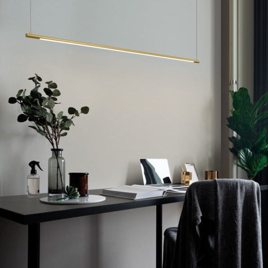 Wisząca LAMPA listwa BUGA LE41356 minimalistyczna OPRAWA zwis LED 20W 3000K tuba złota, Luces Exclusivas