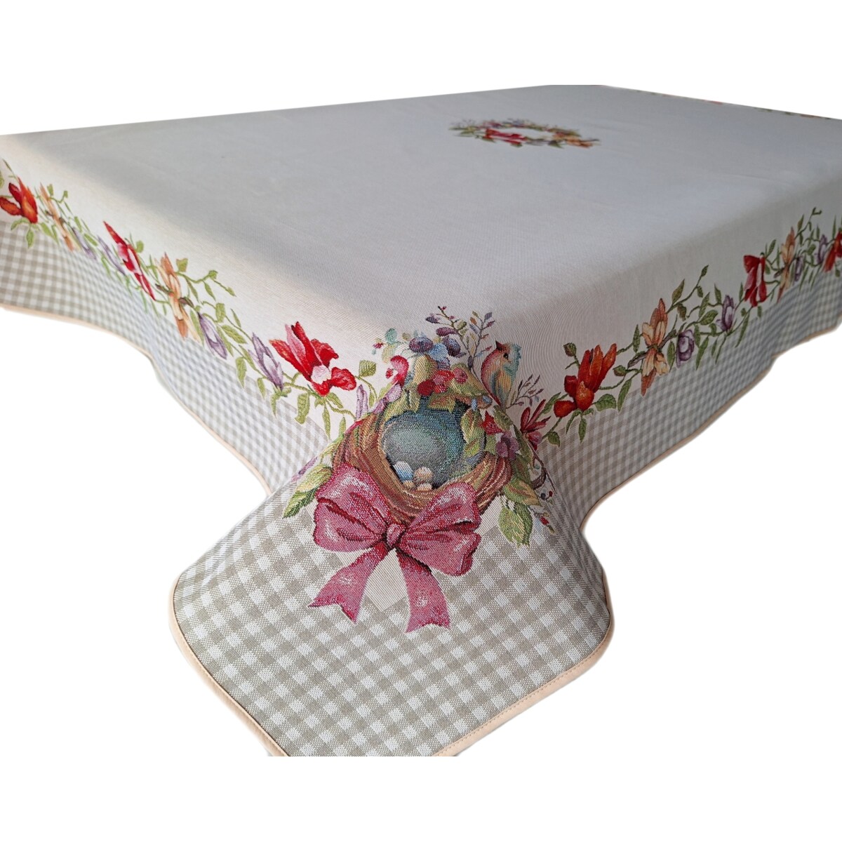 Obrus Wielkanocny 140X180 Cm Na Stół Ozdobny Dekoracyjny Kwiaty