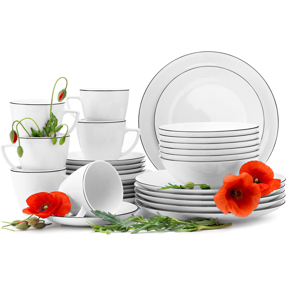 Zestaw obiadowo-kawowy 6os. (30el.) BOSS CZARNY RANT