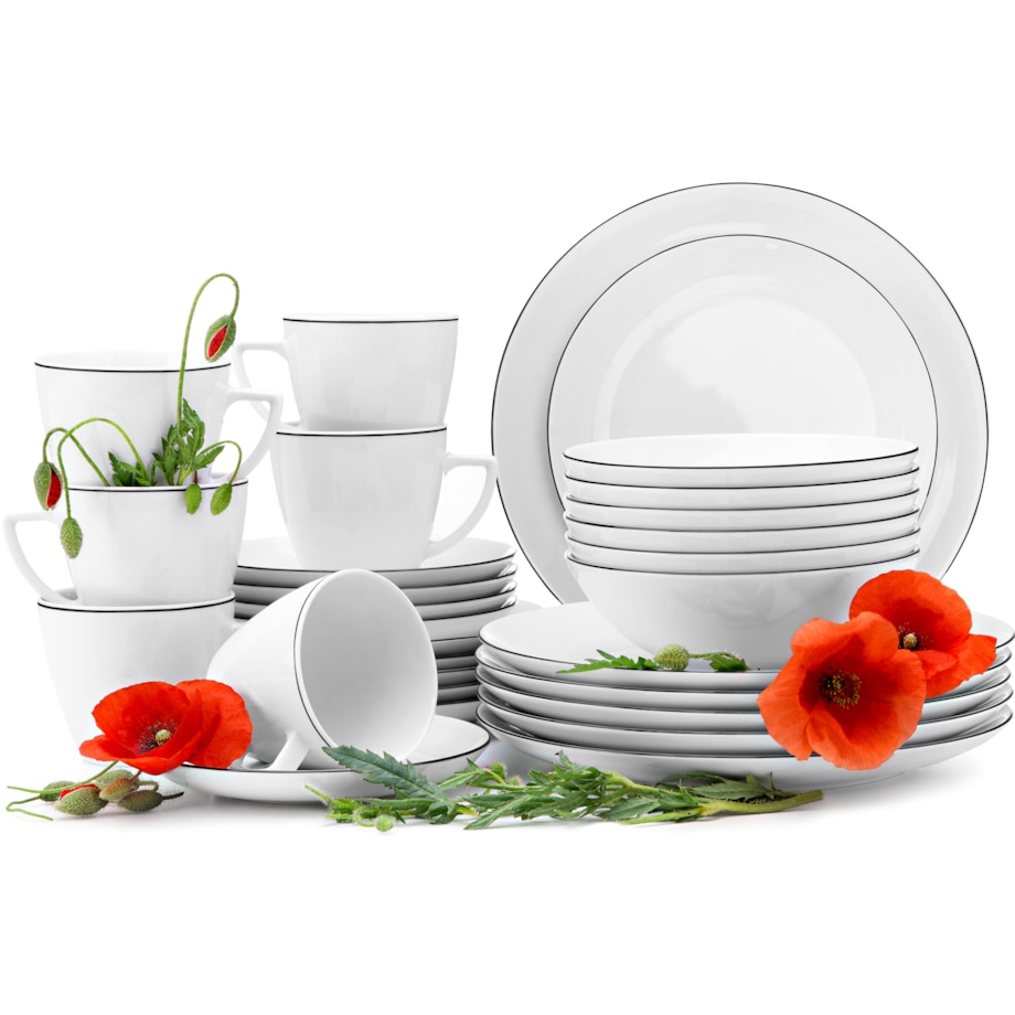 Zestaw obiadowo-kawowy 6os. (30el.) BOSS CZARNY RANT