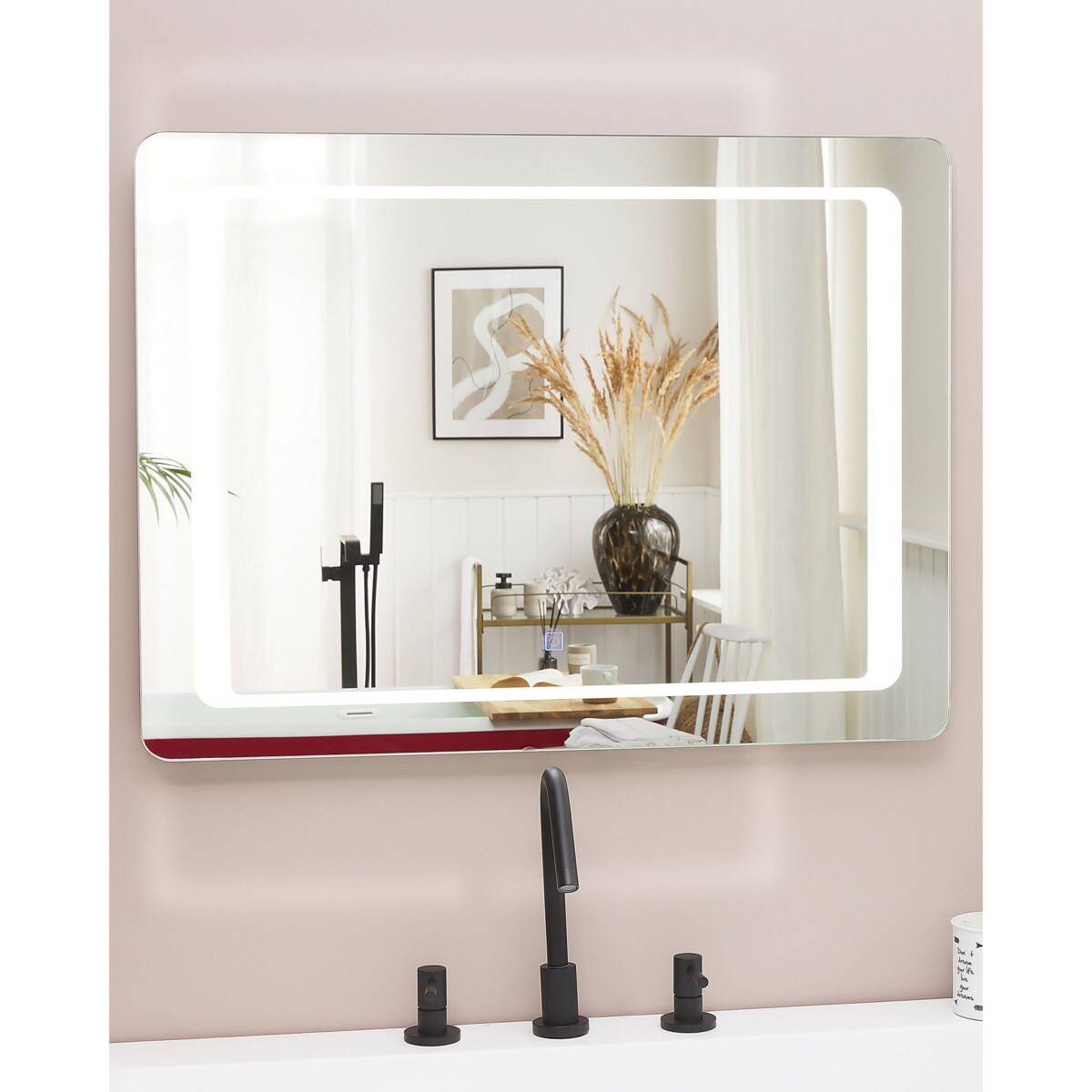 Lustro łazienkowe LED WASSY 80 cm 60 cm Srebrny
