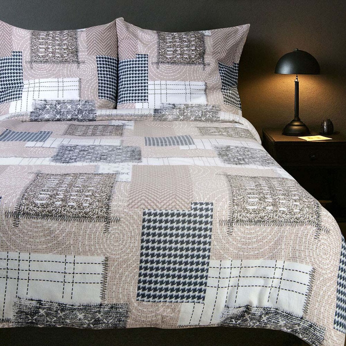 Pościel flanelowa 140x200 Ardela Beige kratka beżowa, Flanelove