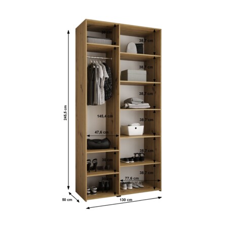 Szafa trzydrzwiowa Como 3 130 gł.50 biały+złoty