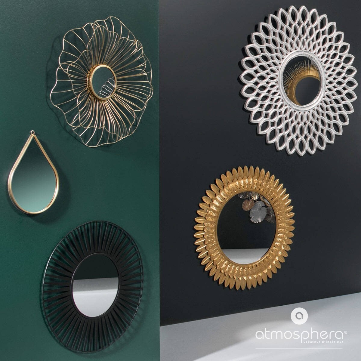 Lustro dekoracyjne w kształcie kropli, 21 x 29 cm