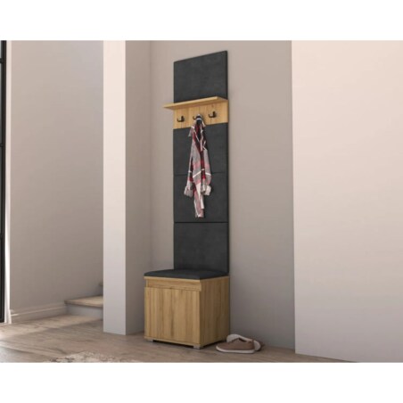Szafka na buty z siedziskiem i wieszakiem SINGAPUR 50 dąb craft/szara
