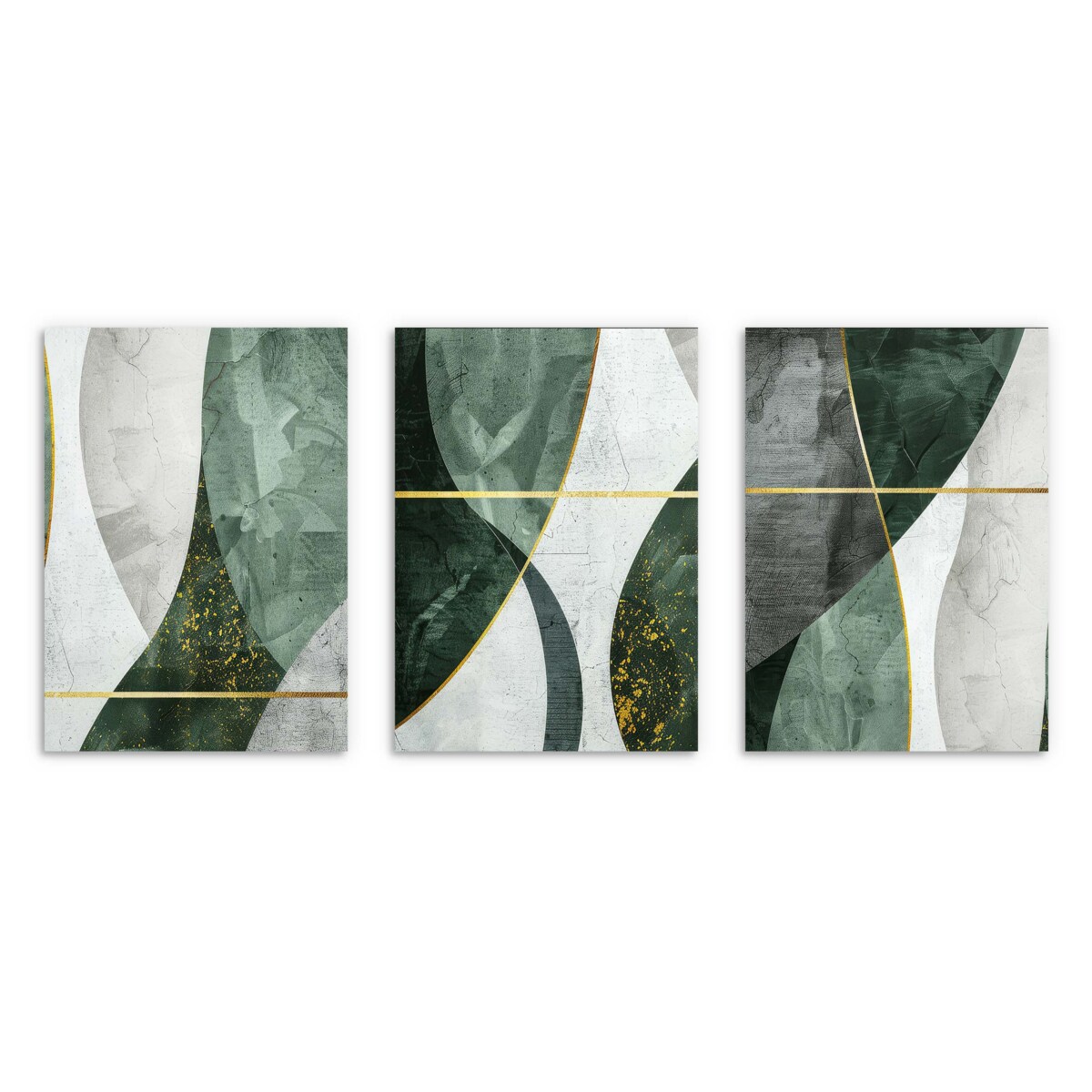 Plakaty Obrazy na ścianę ścienne ze Złotem Zielona Abstrakcja do Salonu