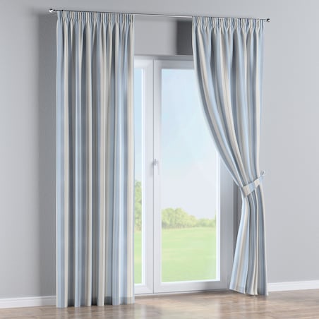 Zasłona na taśmie marszczącej 1 szt. 130x260 niebieskie pasy