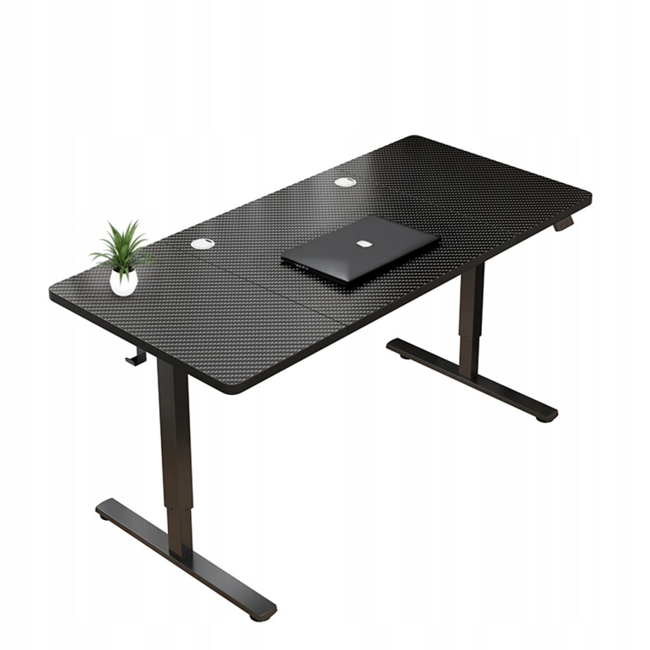 Biurko Elektryczne Podnoszone Czarne 140 cm Regulowane NOWOCZESNE 72-118 cm