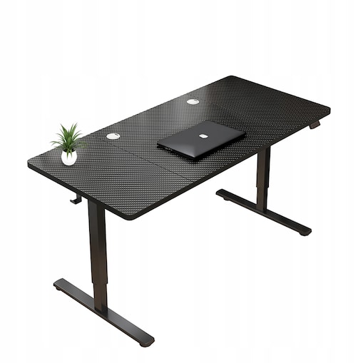 Biurko Elektryczne Podnoszone Czarne 140 cm Regulowane NOWOCZESNE 72-118 cm