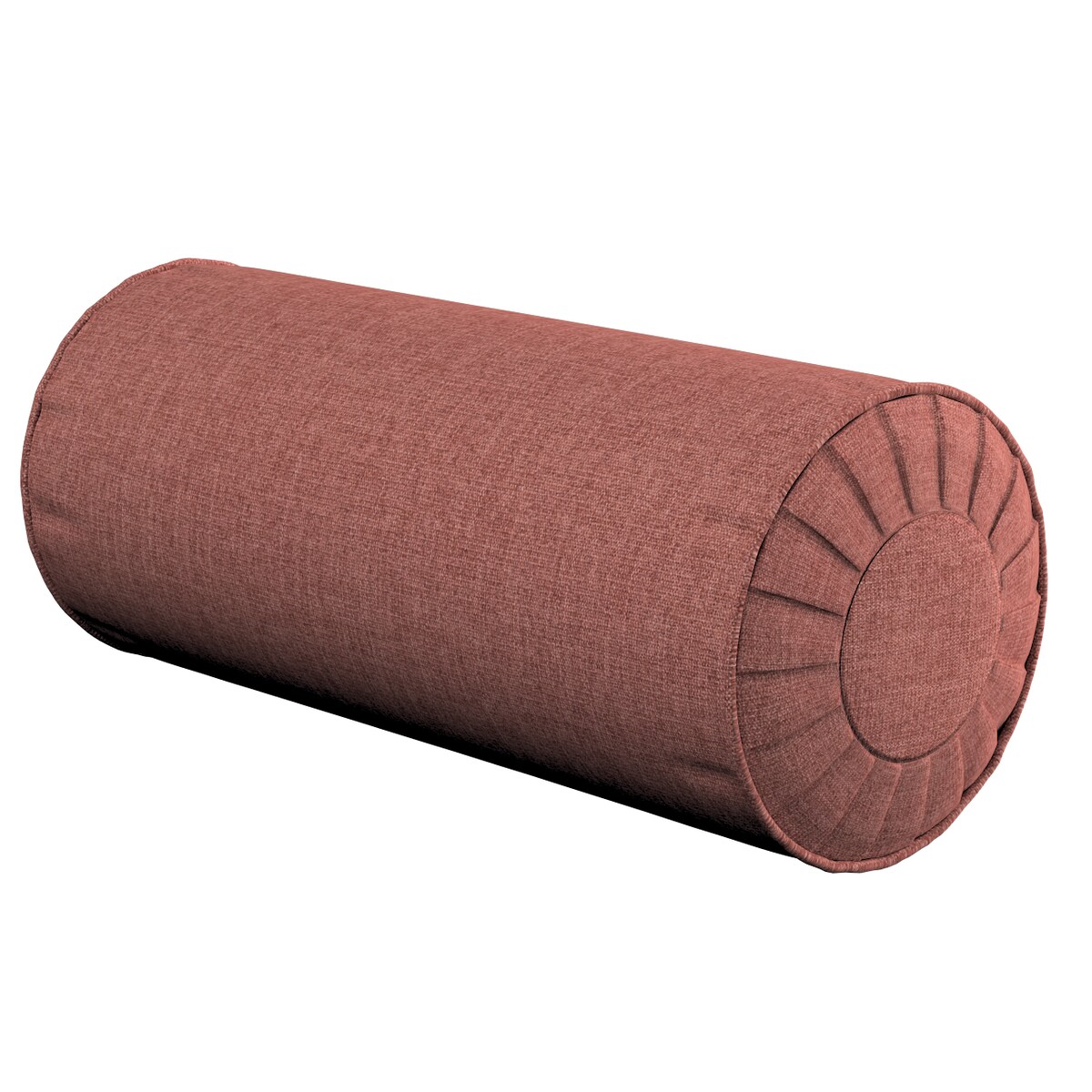 Poduszka wałek z zakładkami, brązowo-koniakowy szenil, Ø20 x 50 cm, City