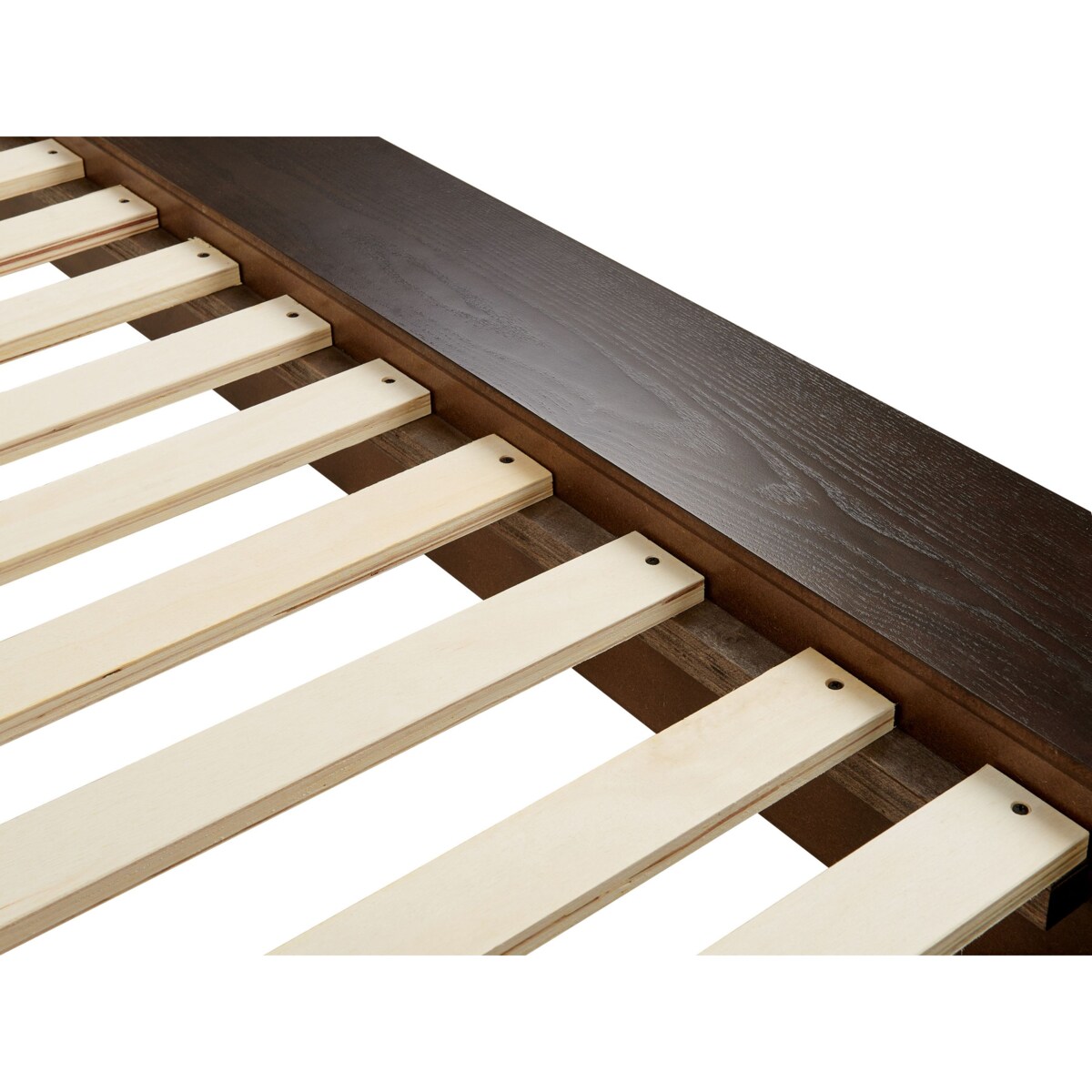 Łóżko z LED ekoskóra 180 x 200 cm ciemne drewno ZEN