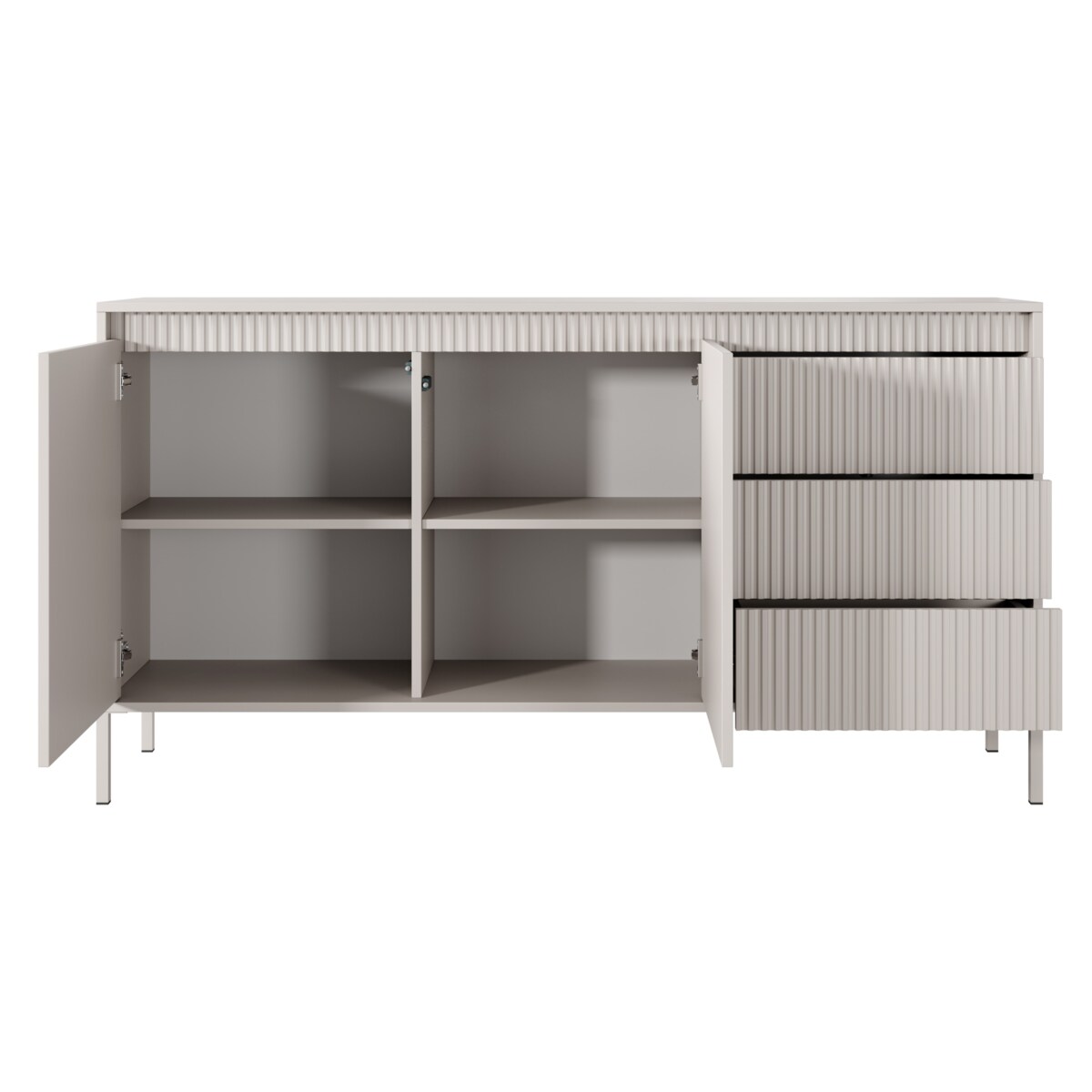 Komoda 153 2D3S ENSO ryflowana, beżowa