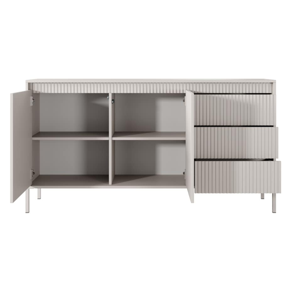 Komoda 153 2D3S ENSO ryflowana, beżowa