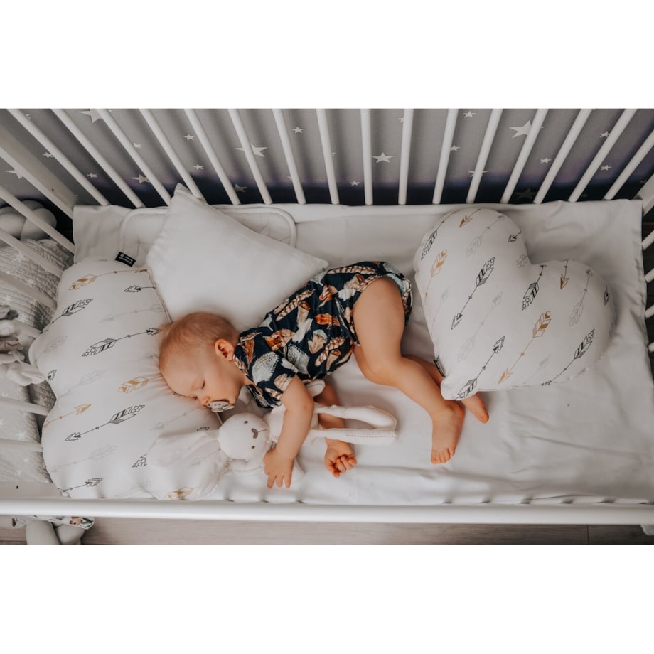 Poduszka Heart of Love z minky, ecru-brązowy, 45x15x45cm, Magic Collection