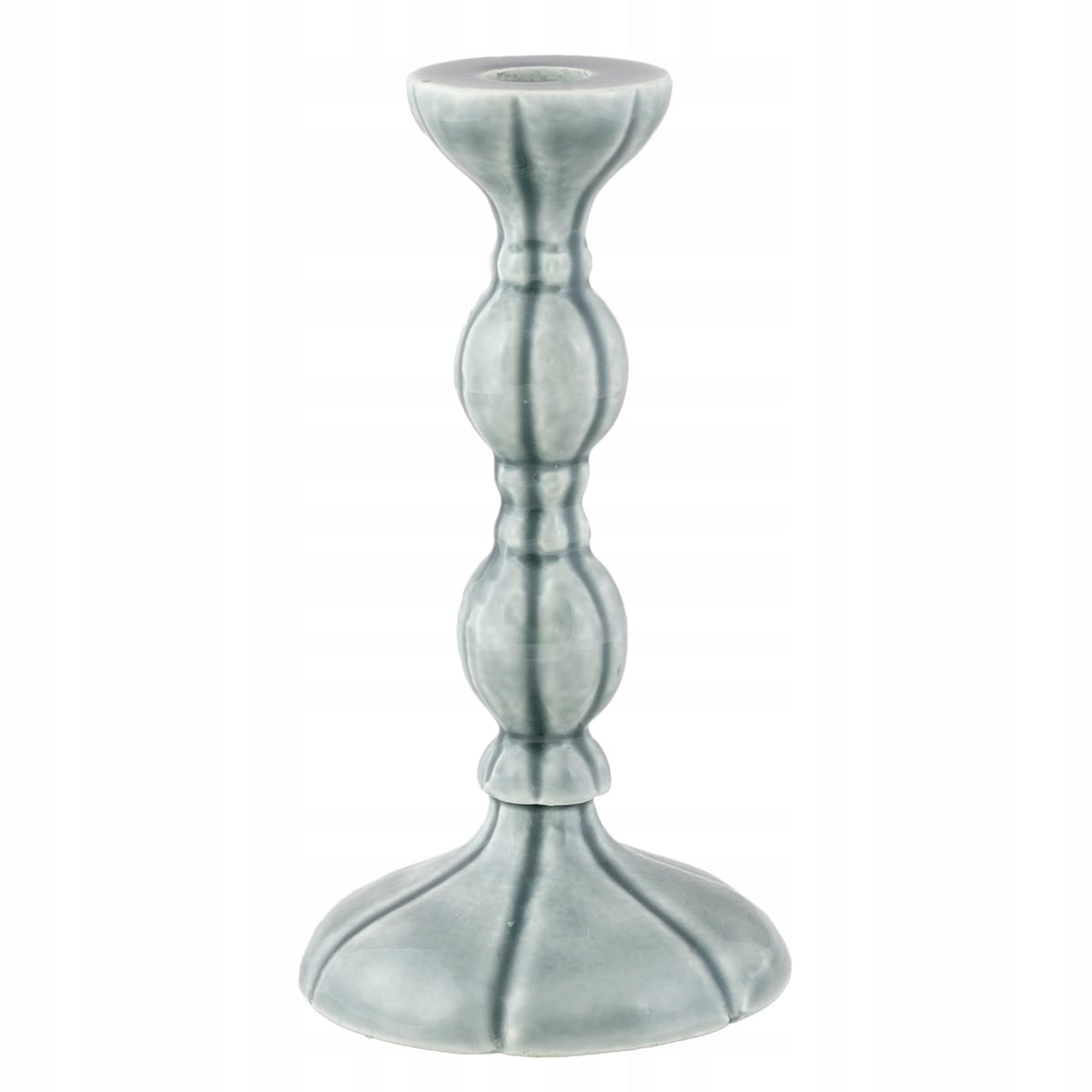 ŚWIECZNIK ALUMINIOWY styl retro szary 19cm