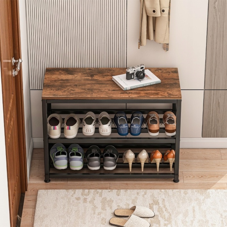 Szafka na buty siedziskiem duża półka industrialna loft drewno retro 62 cm