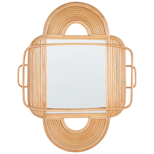 Rattanowe lustro ścienne 70 x 90 cm jasne ALCORN