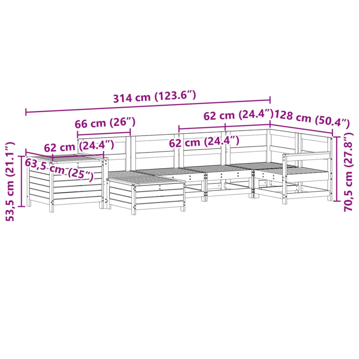 vidaXL 7-cz. zestaw wypoczynkowy do ogrodu, biały, lite drewno sosnowe