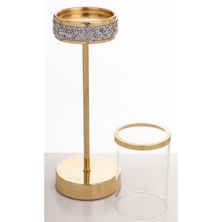 Świecznik złoty z kloszem 39x10 cm NIRAMAL